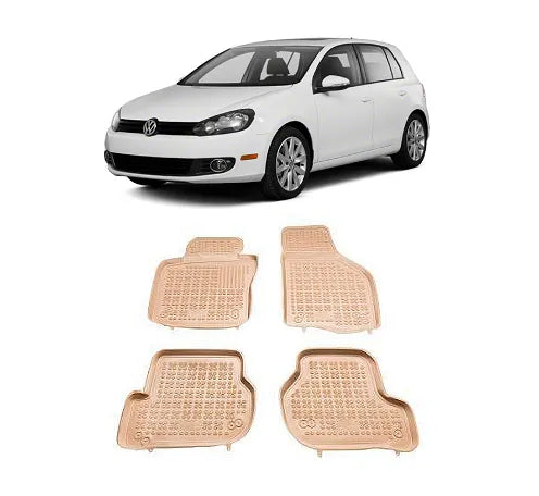 Гумени стелки за VW Golf 5 / Golf 6 / Jetta / Seat Leon (2004-2012) / Scirocco / Octavia 2 (2004-2013) - тип леген бежови