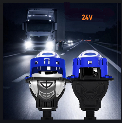 Bi-LED лупи за вграждане 24V 3.0 инча 65W, 6+3 чипа,  за дълги и къси светлини,  6000К