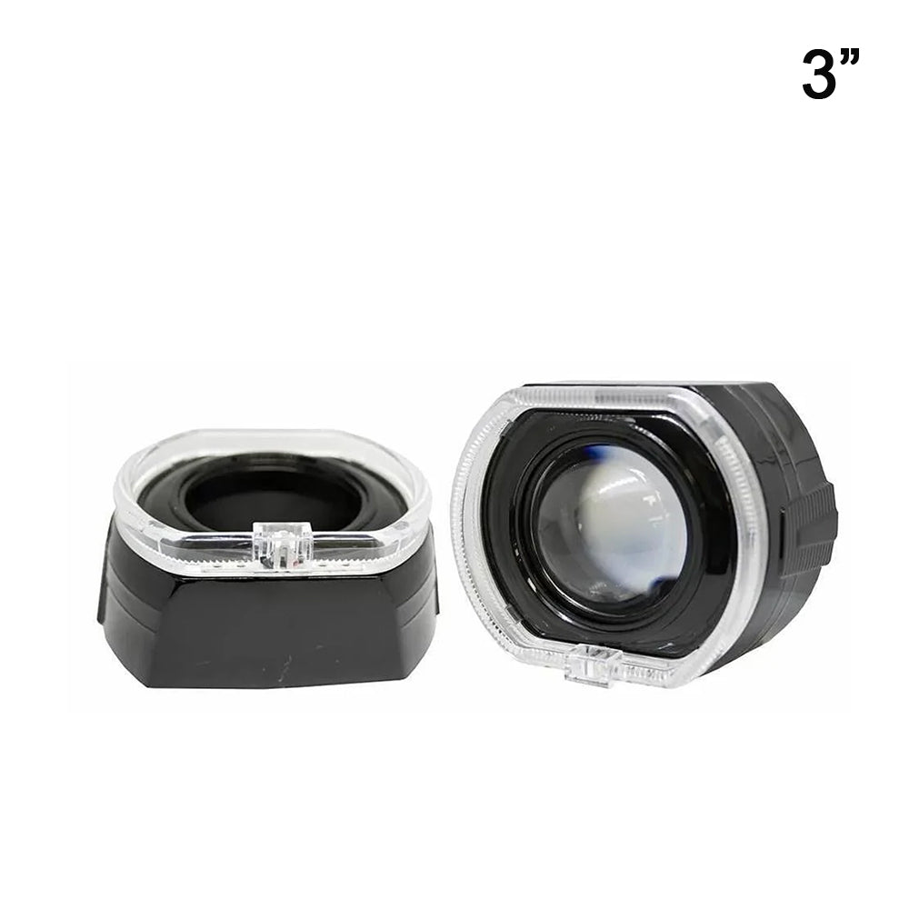 2.5" and 3" Crystal Projector Lens Caps, BMW Design with Angel Eyes