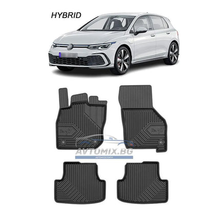 Rubber floor mats for VW Golf 8 Hybrid from 2020 onwards, Model No. 77