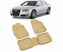 3D Rubber Floor Mats for Audi A8 (2002-2009) long base, beige, 4pcs.