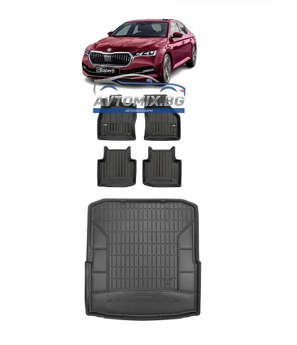 Rubber floor mats sets for Skoda Superb 2015-2023, ProLine 3D