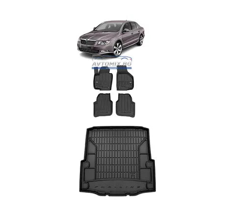 Гумени стелки комплекти за Skoda Superb 2008-2015 г.., ProLine 3D