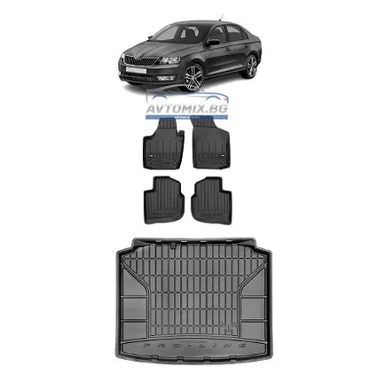 Гумени стелки комплекти за Skoda Rapid 2012-2022 г., ProLine 3D