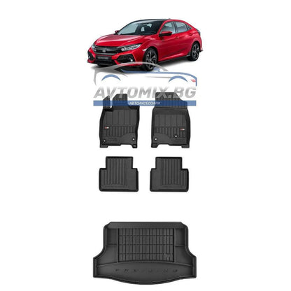 Гумени стелки комплекти за Honda Civic хечбек 2016-2021 г., с временна резервна гума, ProLine 3D