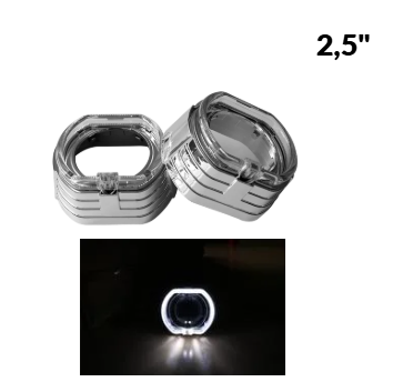 Комплект капачки за Led лупи 2,5 инча, BMW LED White