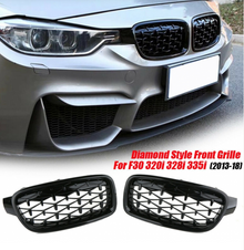 Kidney Grilles for BMW 3-Series 2012-2018 F30 F31 Diamond Style Gloss Black