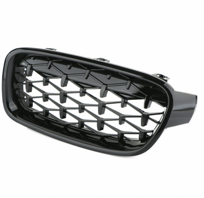 Grilă (rinichi) pentru BMW Seria 3 2012-2018 F30 F31 Diamond Style Negru Lucios