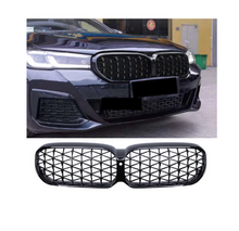 Kidney Grilles for BMW 5 Series G30 G38 525i 530i 540i 2020+ Facelift LCI Diamond Style Gloss Black