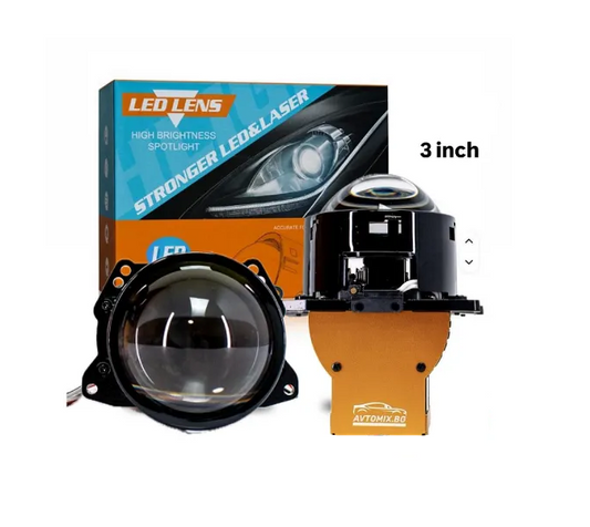 BI LED Лупи за вграждане 3.0 инча 160W 10000LM 2 бр к-т къси и дълги +500% яркост