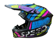 Kids' Enduro Helmet for Motorcycle, ATV, Bicycle – size XS (47-48 cm) matte black with neon multi-color design