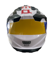 Kids Enduro Helmet for Motorcycle, ATV, Bicycle – size XS (47-48 cm) white with yellow/blue design