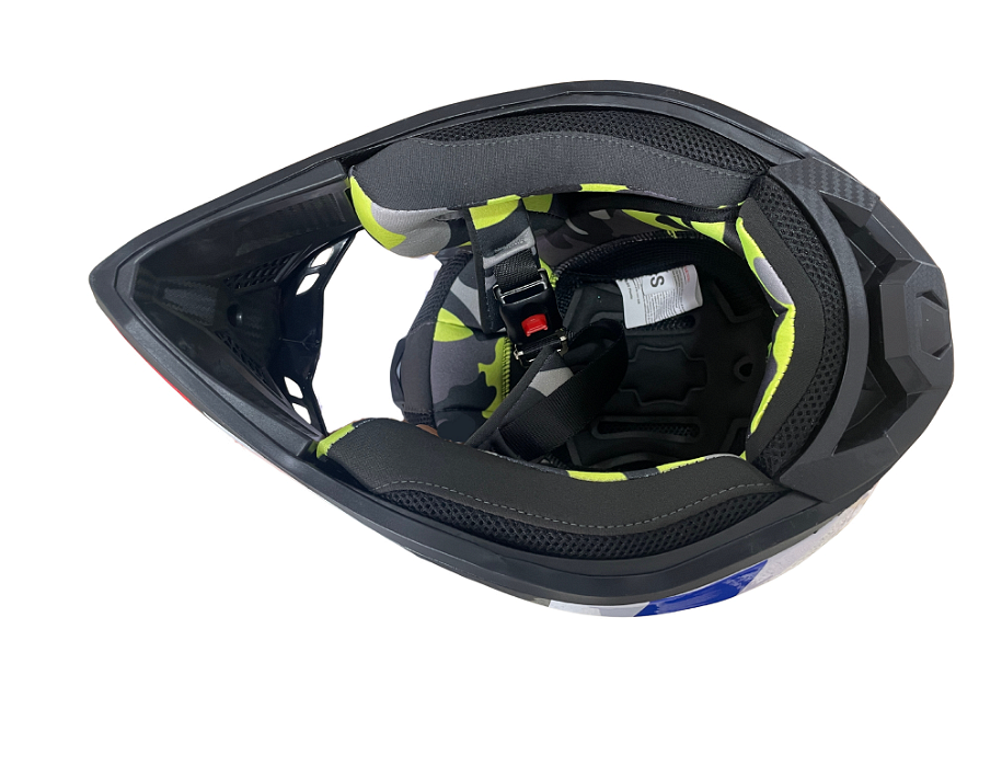 Kids Enduro Helmet for Motorcycle, ATV, Bicycle – size XS (47-48 cm) white with yellow/blue design