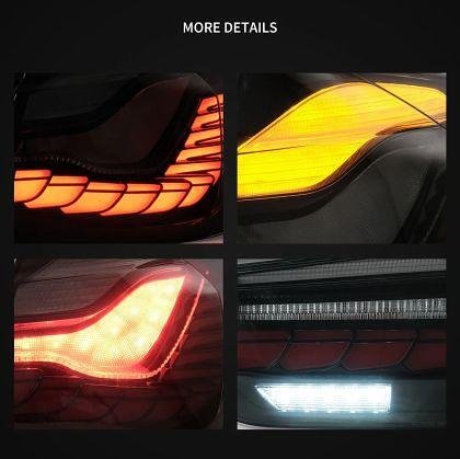 Диодни стопове за BMW F30 sedan (2012-2019) GTS look с бягащ мигач - опушени