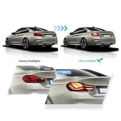 Диодни стопове за BMW F32 / F33 / F36 / F82 / F83 (2014-2020) GTS look с бягащ мигач - червени