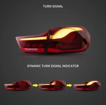 Диодни стопове за BMW F32 / F33 / F36 / F82 / F83 (2014-2020) GTS look с бягащ мигач - червени