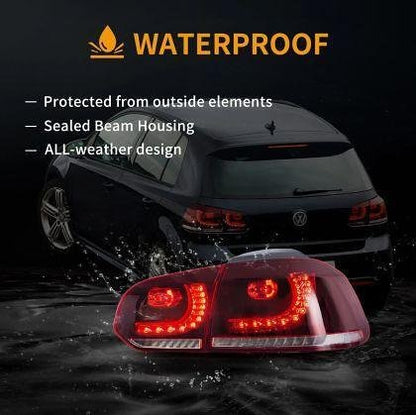 Stopuri cu LED pentru VW GOLF 6 (2008-2014) GTI / R look cu semnalizare dinamică - roșii