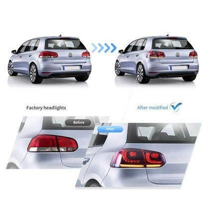 Stopuri cu LED pentru VW GOLF 6 (2008-2014) GTI / R look cu semnalizare dinamică - roșii