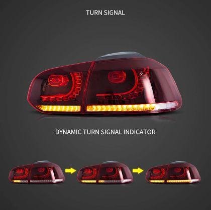Stopuri cu LED pentru VW GOLF 6 (2008-2014) GTI / R look cu semnalizare dinamică - roșii