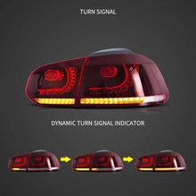 Диодни стопове за VW GOLF 6 (2008-2014) GTI / R look с бягащ мигач - червени