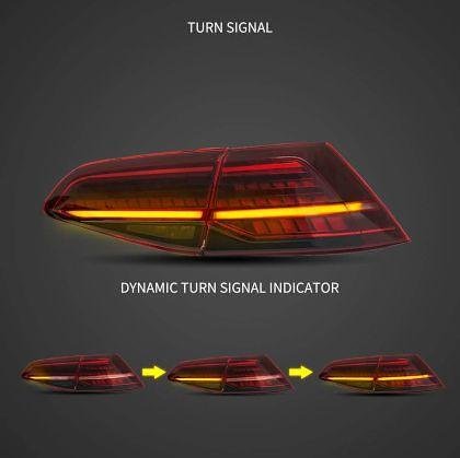 Stopuri cu LED pentru VW GOLF 7 (2014-2021) GTI / R look cu semnalizare dinamică - roșii