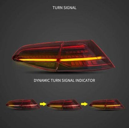 Stopuri cu LED pentru VW GOLF 7 (2014-2021) GTI / R look cu semnalizare dinamică - roșii