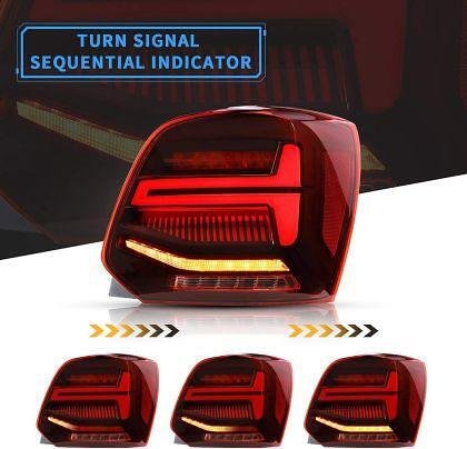 Stopuri cu LED pentru VW POLO (2009-2017) GTI / R look cu semnalizare dinamică - roșii