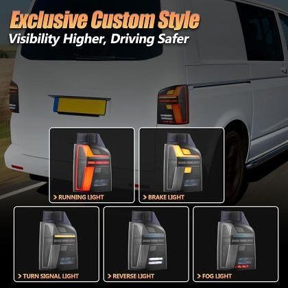 Диодни стопове за VW TRANSPORTER T6 / T6.1 (2015+) с бягащ мигач - опушени