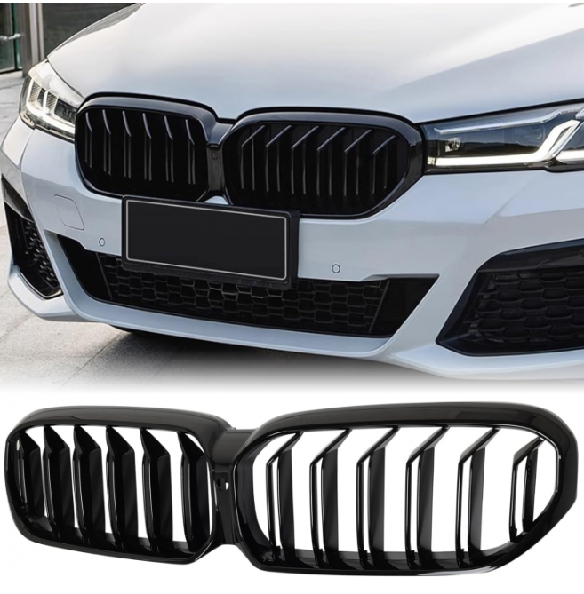 Grilă dublă (rinichi) pentru BMW 5 SERIA G30 G31 LCI BMW Seria 5 Facelift BMW G30 G31 G38 din 2020-2023, negru lucios