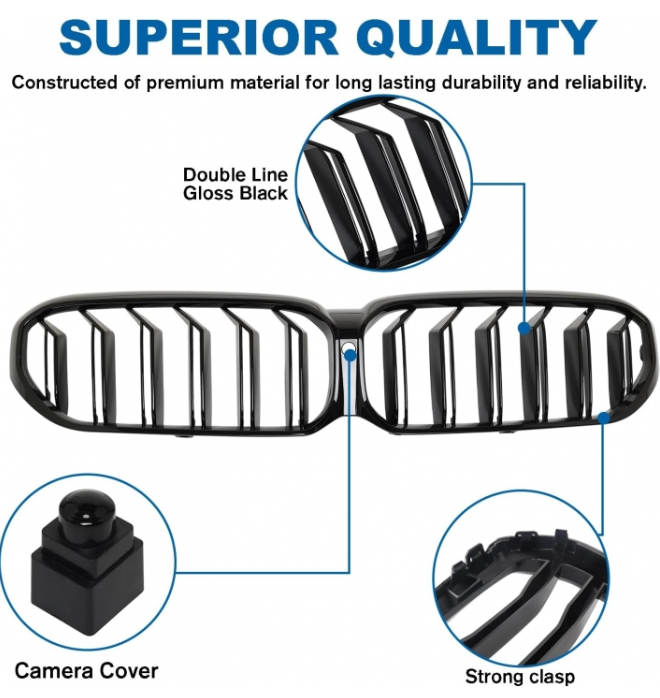 Grilă dublă (rinichi) pentru BMW 5 SERIA G30 G31 LCI BMW Seria 5 Facelift BMW G30 G31 G38 din 2020-2023, negru lucios