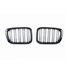 Dual slatted kidney grilles for BMW E46 Pre-Facelift 1998-2001 gloss black