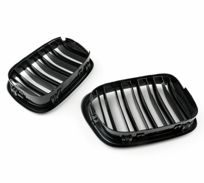 Grile rinichi duble pentru BMW E39 1995 - 2003. Negru Lucios