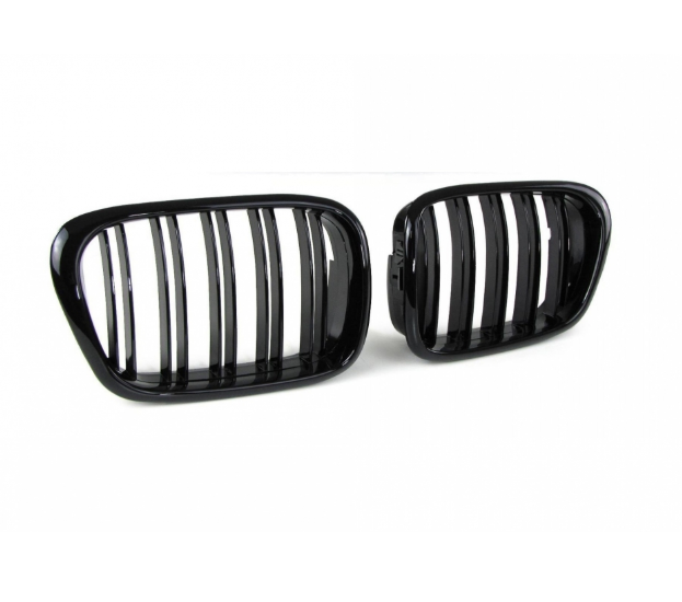 Grile rinichi duble pentru BMW E39 1995 - 2003. Negru Lucios