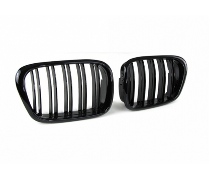Grile rinichi duble pentru BMW E39 1995 - 2003. Negru Lucios