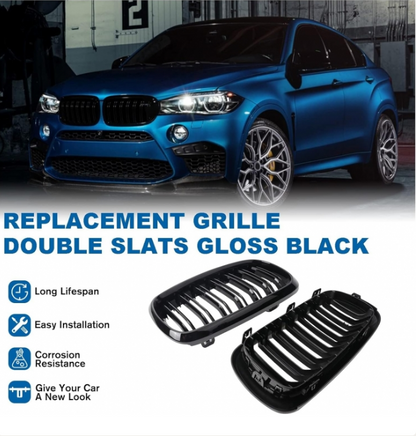 Двойни бъбреци за BMW X5 X6 F15 F85 F16 F86 от 2014+ черен гланц лак