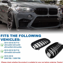 Dual Slats Kidney Grille for BMW X5 X6 F15 F85 F16 F86 from 2014+ Gloss Black