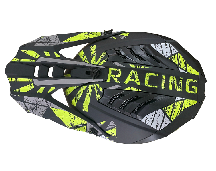 Casca enduro pentru copii, moto, ATV, bicicletă – mărime XS (47-48 cm) negru mat cu design galben neon