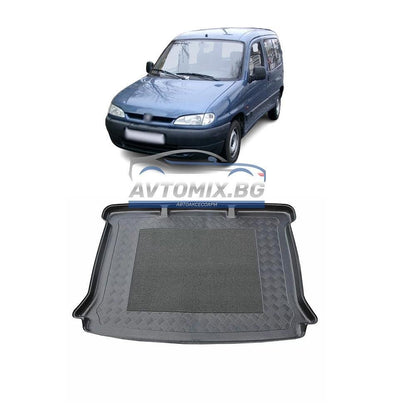 Covoraș cauciuc portbagaj Peugeot Partner 1996-2008, 5 locuri fără Modubox rândul 2 de scaune mutate înainte, Astar