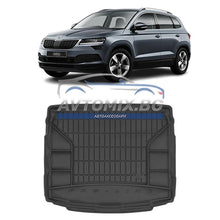 Covoraș de cauciuc portbagaj Skoda Karoq după 2017, cu posibilitate de rabatare a scaunelor, poziție joasă, fără buzunare laterale, ProLine 3D