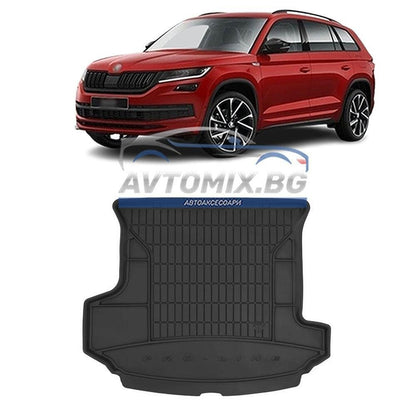Гумена стелка за багажник Skoda Kodiaq 7 места спуснати 3-ти ред седалки и странични джобове, след 2016 г., ProLine 3D