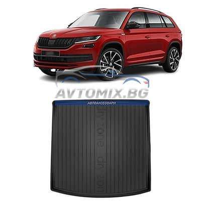 Гумена стелка за багажник Skoda Kodiaq 5 места без странични джобове на багажника, след 2016 г., DRY ZONE