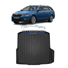 Rubber boot mat for Skoda Octavia 3 Estate with pocket on the right side 2012-2019, DRY ZONE