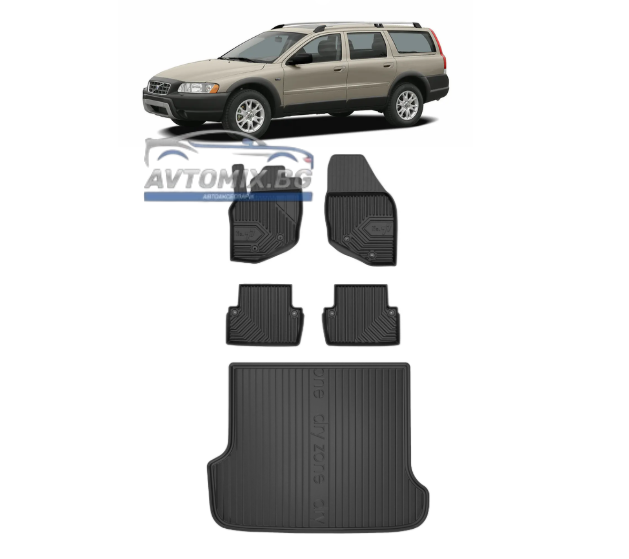 Rubber floor mats set for Volvo XC70 from 2000-2007, Model No.77