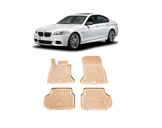 Covorașe de cauciuc pentru BMW Seria 5 F10 / F11 (2010-2013) - tip tăviță - bej