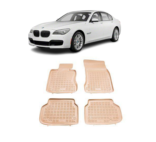 Covorașe cauciuc pentru BMW Seria 7 F01 (2008-2015) - ampatament scurt - tip tăviță - bej