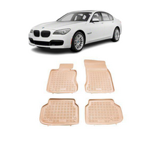 Covorașe cauciuc pentru BMW Seria 7 F01 (2008-2015) - ampatament scurt - tip tăviță - bej