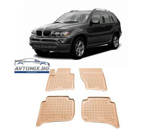 Covorașe de cauciuc pentru BMW X5 E53 (1999-2006) - tip tăviță - bej