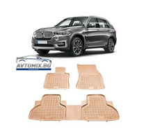 Covorașe de cauciuc pentru BMW X5 F15 (2013-2018) / BMW X6 F16 (2014-2019) - tip tavă bej