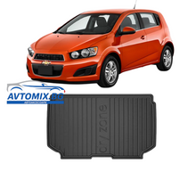 Rubber floor mats for Chevrolet Aveo 2011-2016, DRY ZONE / hatchback upper trunk position
