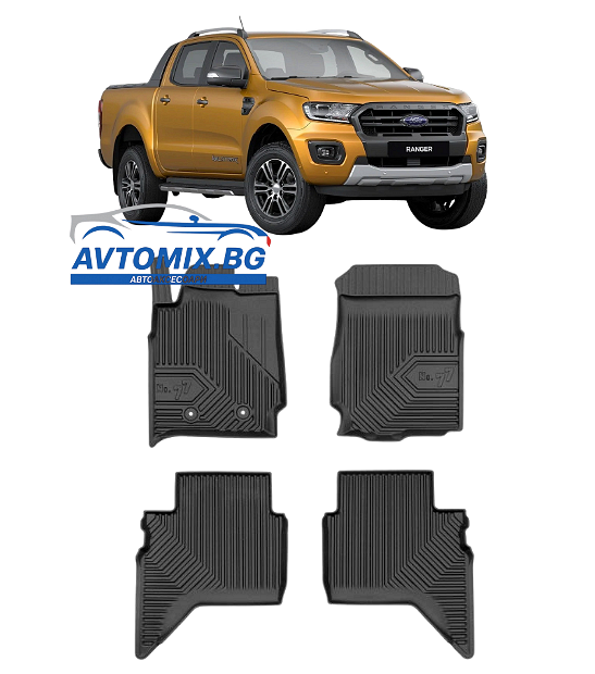 Rubber floor mats for Ford Ranger from 2015-2022, Model No.77